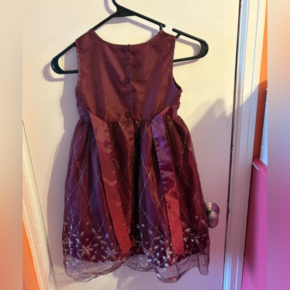 Elegant Burgundy Kids Dress - Picture 2 of 5